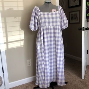 Nasty Gal purple gingham midi dress